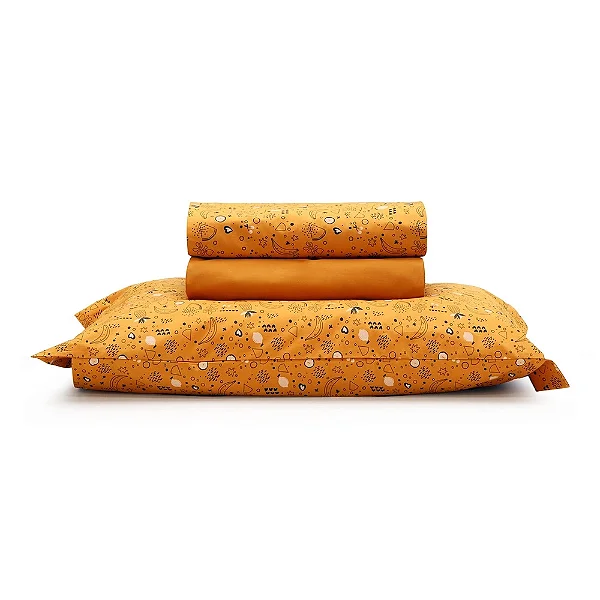 Jogo Cama Coteminas Tmix Casal 180F Med/Esc Laranja Frutar